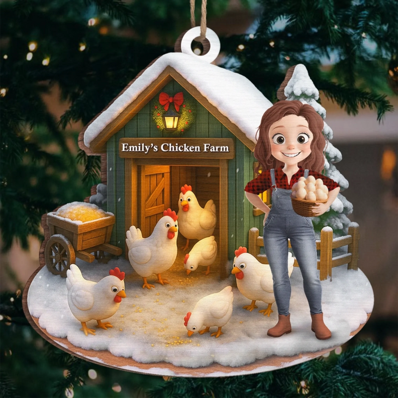 Custom Name Christmas Chicken Farm Gifts - Personalized Ornament