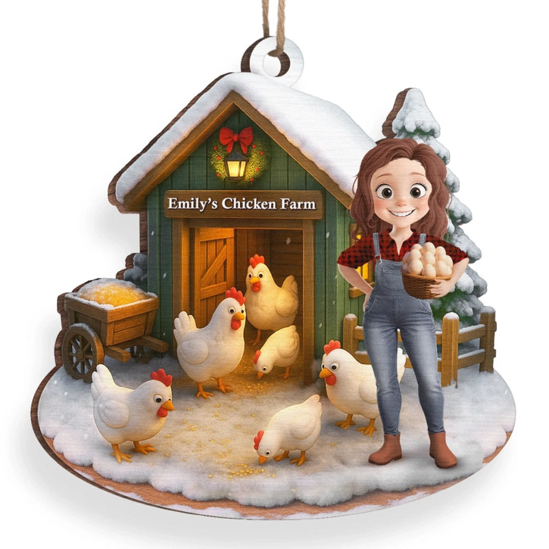 Custom Name Christmas Chicken Farm Gifts - Personalized Ornament
