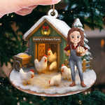Custom Name Christmas Chicken Farm Gifts - Personalized Ornament