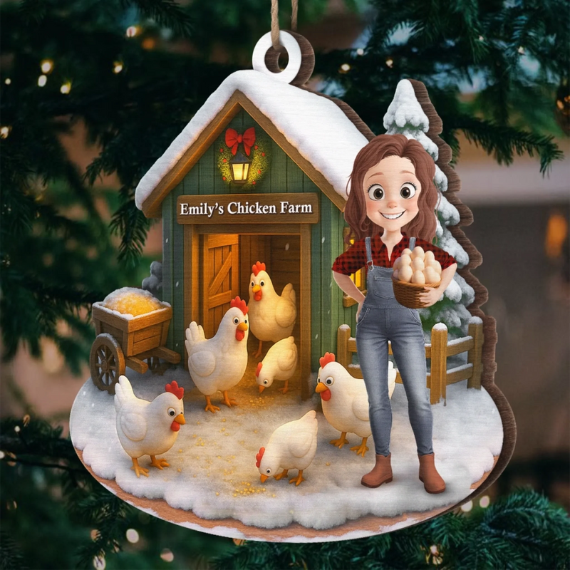 Custom Name Christmas Chicken Farm Gifts - Personalized Ornament
