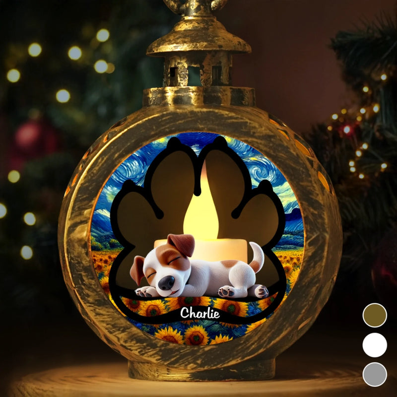 Custom Candlelight Lantern Ornament - Personalized Pet Christmas Memorial Sympathy Gifts For Dogs - Paw Prints Live In Our Hearts