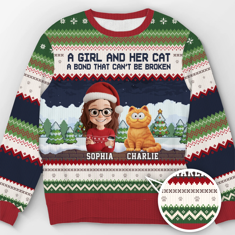 Custom Unisex Ugly Sweatshirt - Personalized  Christmas Birthday Gifts For Cat Lovers, Cat Mom And Dad - Whiskers In The Snow