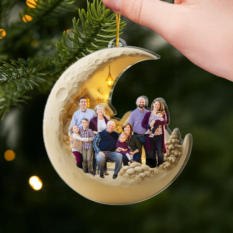Custom Photo Acrylic Ornament - Personalized Christmas Birthday Gifts For Mom, Dad, Kids - Love You To The Moon