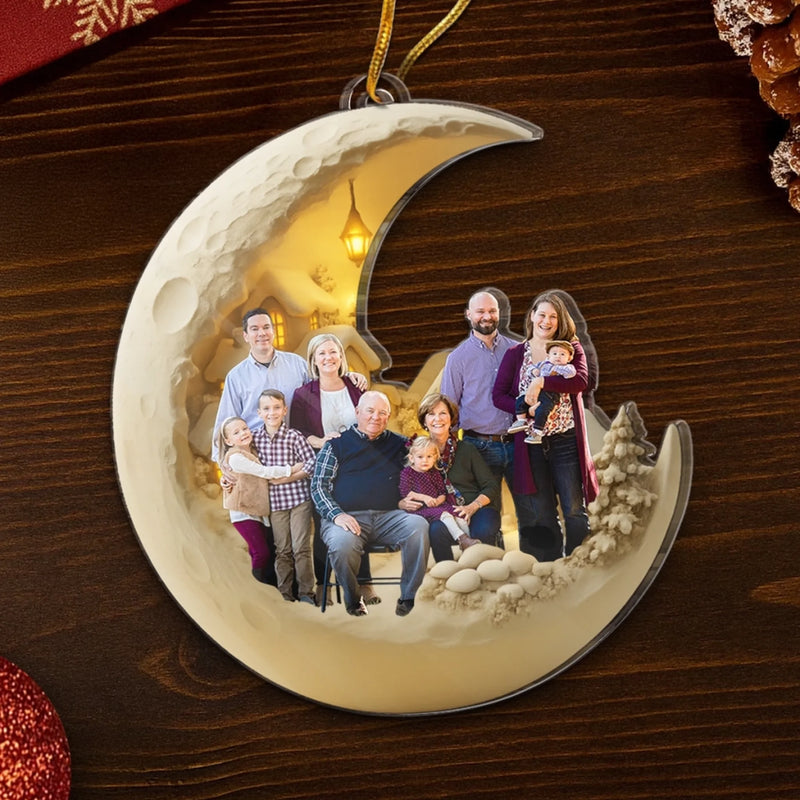 Custom Photo Acrylic Ornament - Personalized Christmas Birthday Gifts For Mom, Dad, Kids - Love You To The Moon
