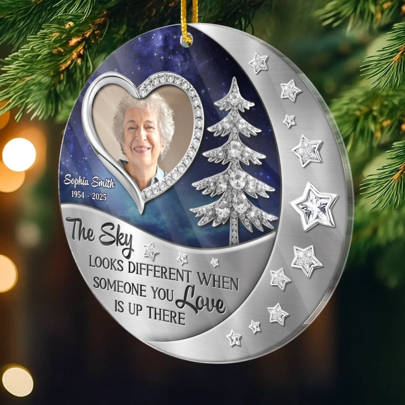 Custom Photo Acrylic Ornament - Personalized Christmas Memorial Sympathy Gifts For Loss Of Mom, Dad - In Our Hearts Forevermore
