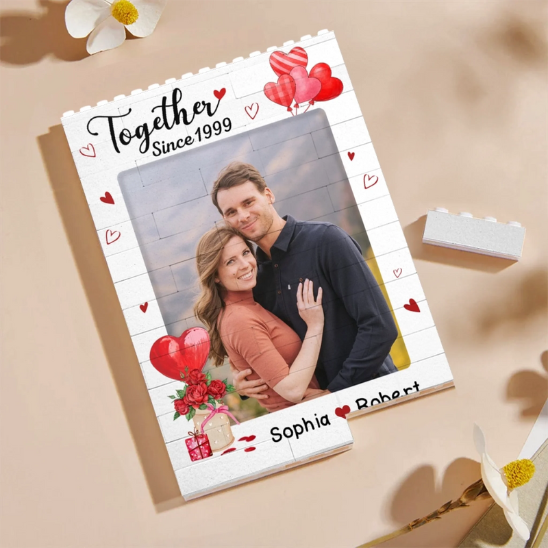 Custom Photo Vertical Rectangle Shaped Building Brick Blocks - Personalized Anniversary Wedding Gifts For Husband And Wife, Him And Her - Together Forever