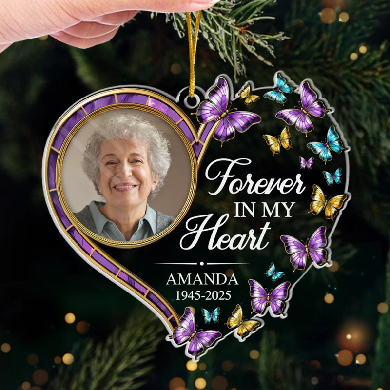 Custom Photo Acrylic Ornament - Personalized Christmas Memorial Sympathy Gifts For Loss Of Mom, Dad - A Life Cherished Always Remembered