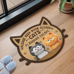 Custom Name Funny Cat Door Decor - Personalized Shaped Doormat