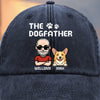 Custom Vintage Washed Denim Baseball Cap - Personalized Birthday Gifts For Dog Lovers, Dog Dad And Mom - The Dogfather, The Protector