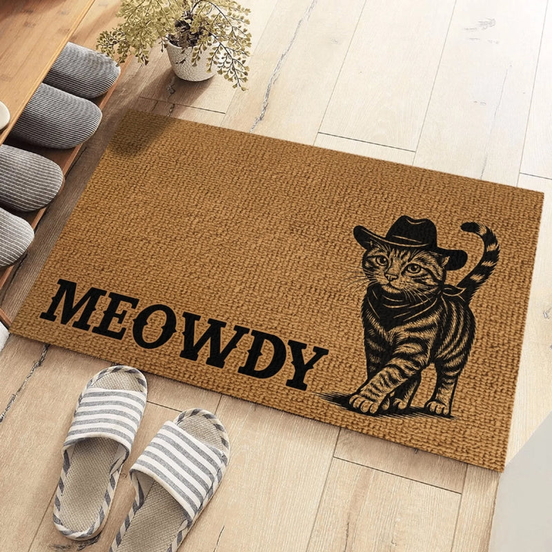 Custom Pet Photo Cowboy Cat Gifts for Cat Lovers - Personalized Doormat