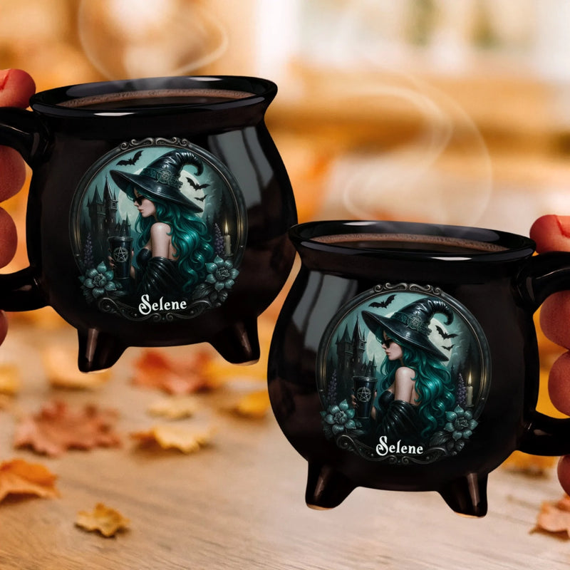 Custom Name Witch Halloween Gifts - Personalized Cauldron Coffee Mug
