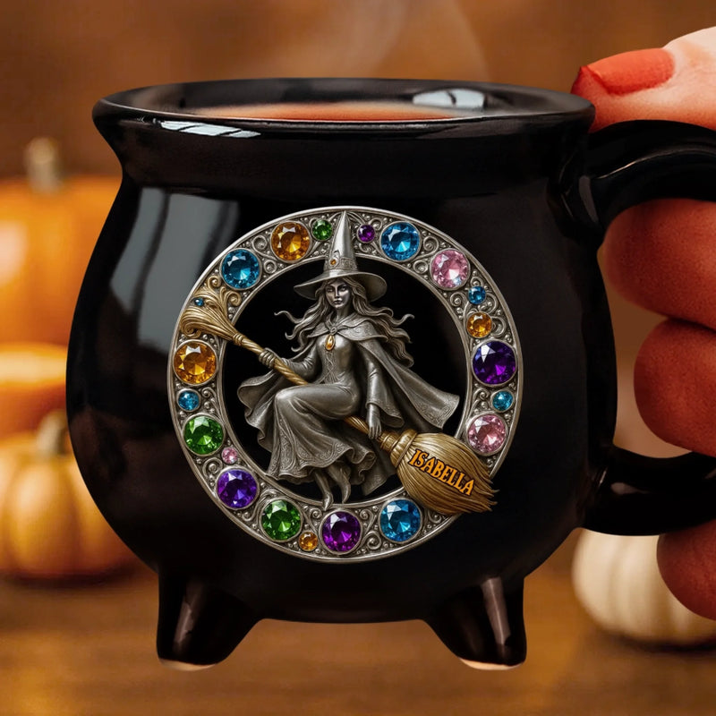 Custom Name Witch Halloween Gifts - Personalized Cauldron Coffee Mug