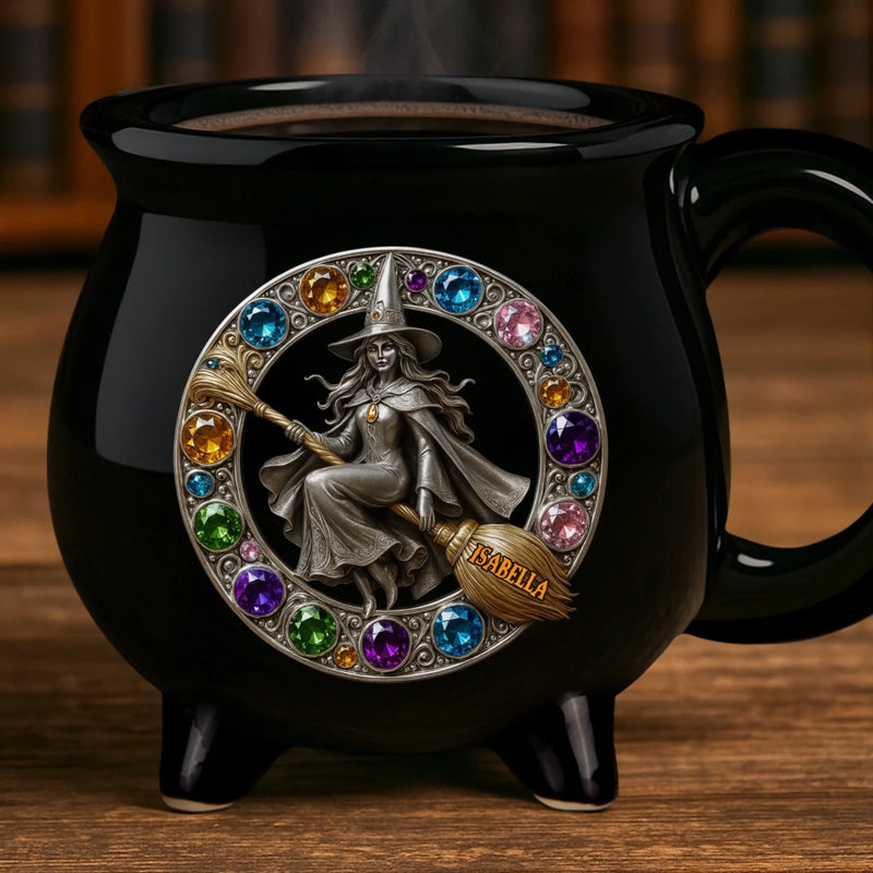 Custom Name Witch Halloween Gifts - Personalized Cauldron Coffee Mug