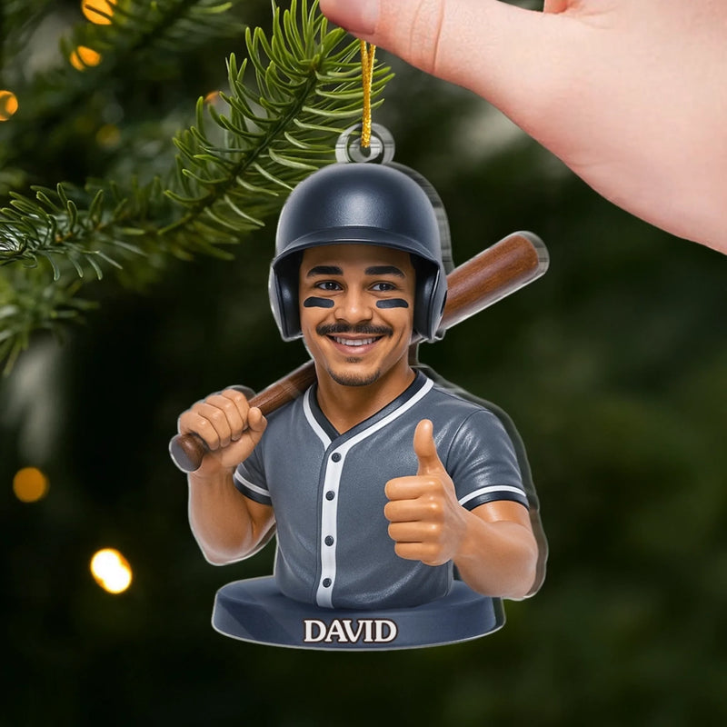 Custom Photo Acrylic Ornament - Personalized Christmas Birthday Sport Gifts For Sports Lovers - Baseball Is Life