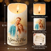 Custom Photo Watercolor LED Candle - Personalized Anniversary Wedding Gifts For Husband And Wife, Him And Her - Our Love Lights The Way