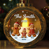 Custom Candlelight Lantern Ornament -  Personalized Christmas Birthday Gifts For Mom, Dad, Kids - A Gingerbread Family In Snow