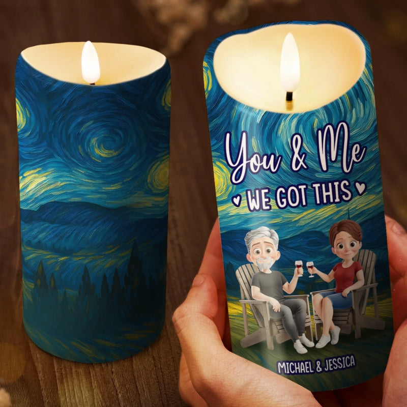 Custom LED Candle - Personalized Anniversary Wedding Gifts For Husband And Wife, Him And Her - Our Love Lights The Night