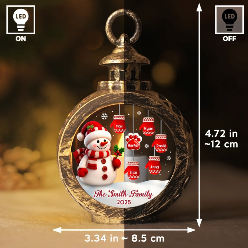 Custom Snowman Candlelight Lantern Ornament -  Personalized Christmas Birthday Gifts For Mom, Dad, Brother, Sister, Kids - Together We Are Forever Home