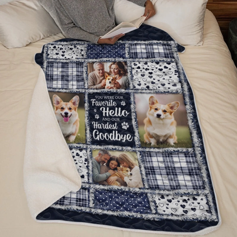 Custom Photo Blanket - Personalized Pet Christmas Memorial Sympathy Gifts For Dogs, Cats - Paws Leave Prints On Our Souls