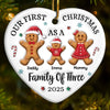Custom First Christmas Ceramic Ornament - Personalized Christmas Birthday - Gifts For Mom, Dad, Brother, Sister, Kids - Gingerbread Hearts Warm The Home