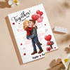 Custom Romantic Kissing Couple Vertical Rectangle Shaped Building Brick Blocks - Personalized Anniversary Wedding Gifts For Husband And Wife, Him And Her - Love In Every Piece
