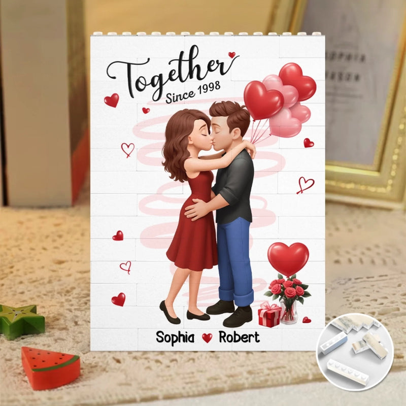 Custom Name Anniversary Couple Gifts - Personalized Building Brick Blocks