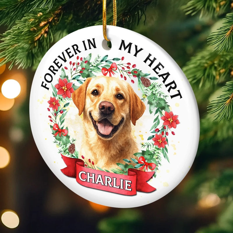 Custom Photo Ceramic Ornament - Personalized Pet Christmas Memorial Sympathy Gifts For Dogs, Cats - Love Lives On With Gentle Whiskers