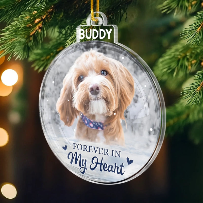 Custom Photo Acrylic Ornament - Personalized Pet Christmas Memorial Sympathy Gifts For Dogs, Cats - Always By My Side In Spirit