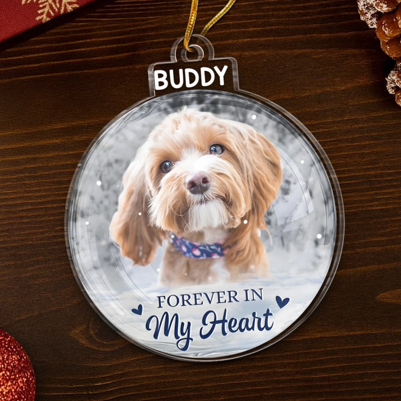 Custom Photo Acrylic Ornament - Personalized Pet Christmas Memorial Sympathy Gifts For Dogs, Cats - Always By My Side In Spirit