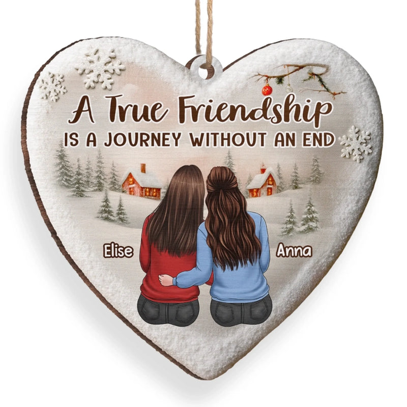 Custom Wood Ornament - Personalized Best Friend Christmas Birthday Gifts For Women, Besties, Sisters, BFF - Merry Moments Together