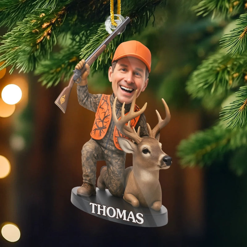 Custom Photo Acrylic Ornament - Personalized Christmas Birthday Hunting Gifts For Hunters - Hunting Gear Meets Holiday Cheer