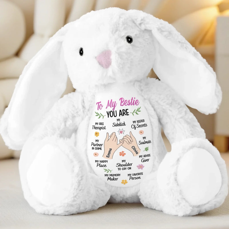 Custom Easter Bunny Plush - Personalized Best Friend Christmas Birthday Gifts For Women, Besties, Sisters, BFF - You Make My Heart Hop