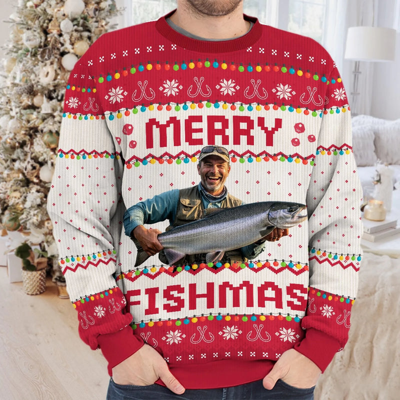 Custom Photo Unisex Ugly Sweatshirt - Personalized Christmas Birthday Gifts For Fisherman