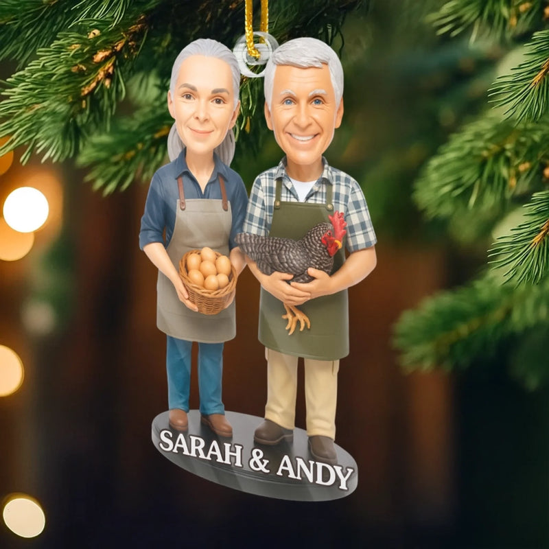 Custom Photo Acrylic Ornament - Personalized Christmas Birthday Gifts For Farmers, Husband And Wife, Him And Her - Strong Roots Grow With Hard Work