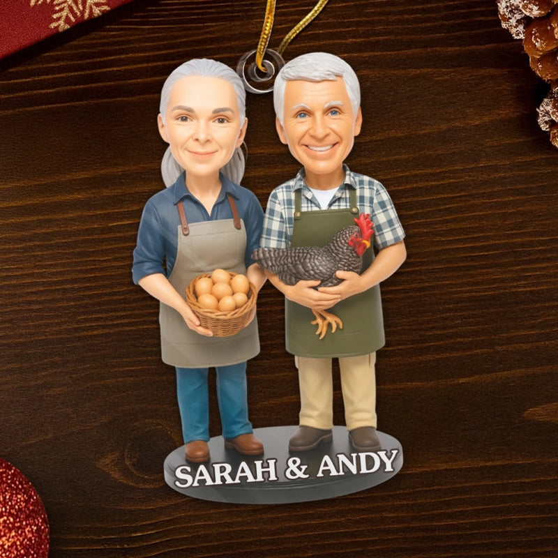 Custom Photo Acrylic Ornament - Personalized Christmas Birthday Gifts For Farmers, Husband And Wife, Him And Her - Strong Roots Grow With Hard Work