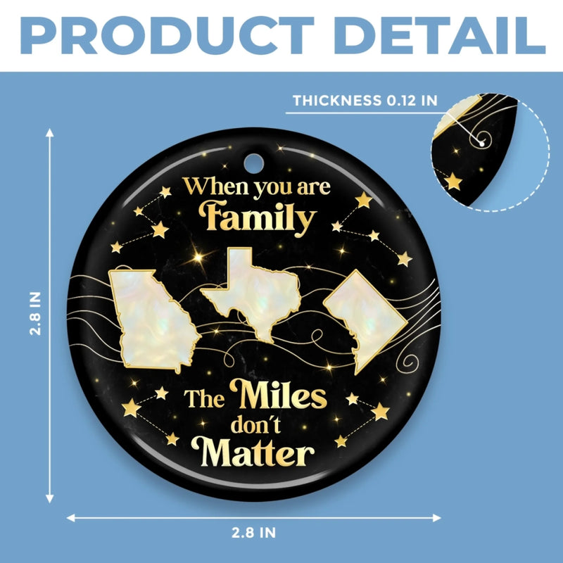 Custom Long Distance Ceramic Ornament - Personalized Christmas Birthday Gifts For Mom, Dad, Brother, Sister, Kids - Distance Fades Where Hearts Connect
