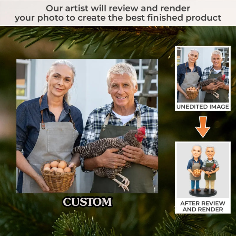 Custom Photo Acrylic Ornament - Personalized Christmas Birthday Gifts For Farmers, Husband And Wife, Him And Her - Strong Roots Grow With Hard Work