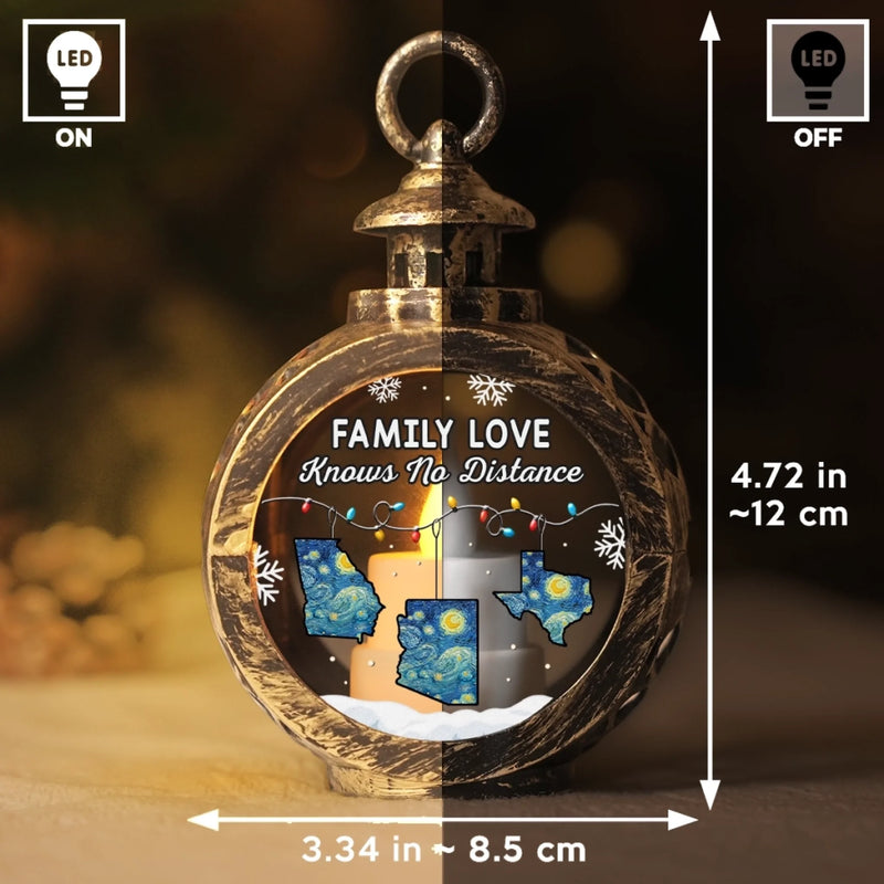 Custom Long Distance Candlelight Lantern Ornament -  Personalized Christmas Birthday Gifts For Mom, Dad, Brother, Sister, Kids - Miles Apart Close At Heart