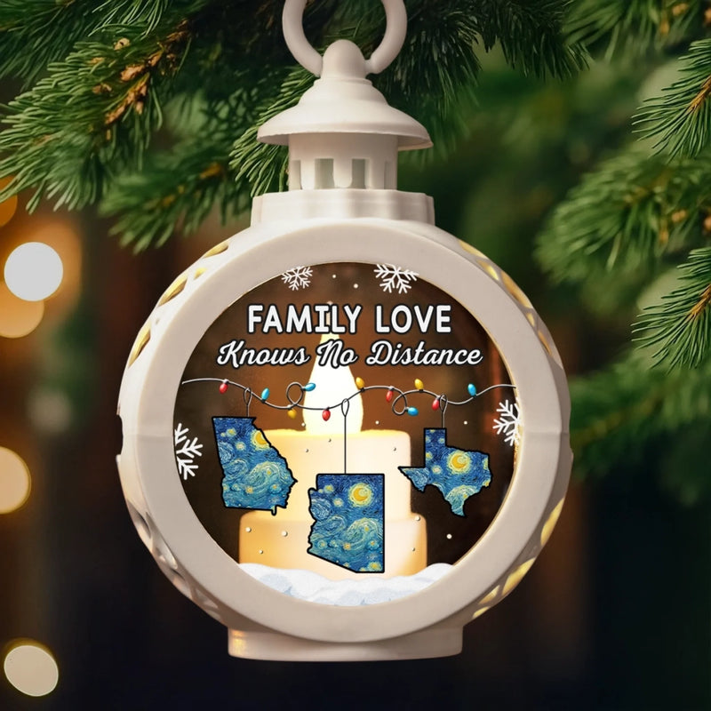 Custom Long Distance Candlelight Lantern Ornament -  Personalized Christmas Birthday Gifts For Mom, Dad, Brother, Sister, Kids - Miles Apart Close At Heart
