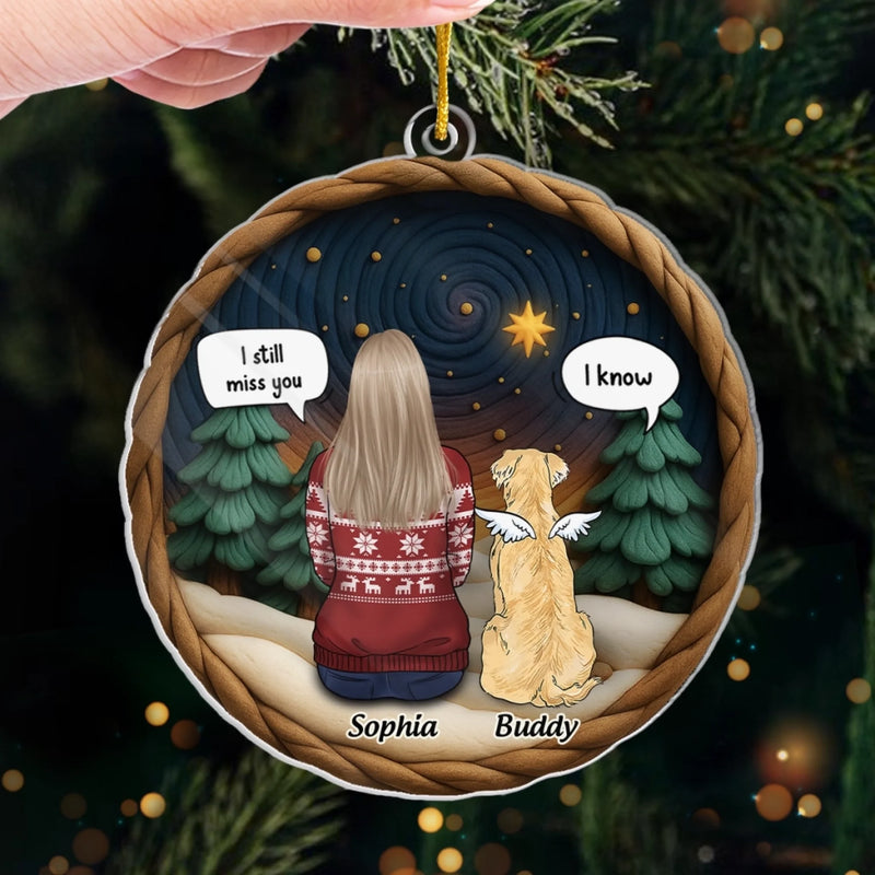 Custom Acrylic Ornament - Personalized Pet Christmas Memorial Sympathy Gifts For Dogs - Fur Ever In My Heart
