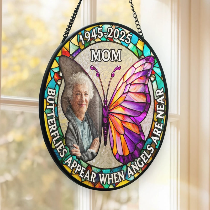 Custom Photo Stained Glass Window Hanging Suncatcher - Personalized Memorial Sympathy Gifts For Loss Of Mom, Dad - I'm Always With You
