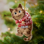 Custom Name Christmas Cat Gifts for Cat Lovers - Personalized Ornament