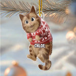 Custom Name Christmas Cat Gifts for Cat Lovers - Personalized Ornament