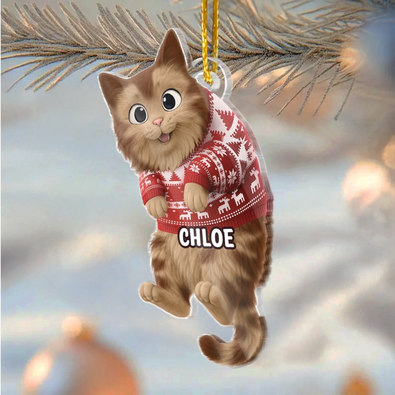 Custom Acrylic Ornament - Personalized Christmas Birthday Gifts For Cat Lovers, Cat Mom And Dad - Cats Make Spirits Bright