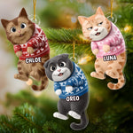 Custom Name Christmas Cat Gifts for Cat Lovers - Personalized Ornament