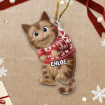 Custom Name Christmas Cat Gifts for Cat Lovers - Personalized Ornament