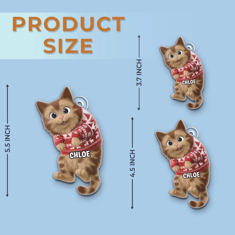 Custom Name Christmas Cat Gifts for Cat Lovers - Personalized Ornament