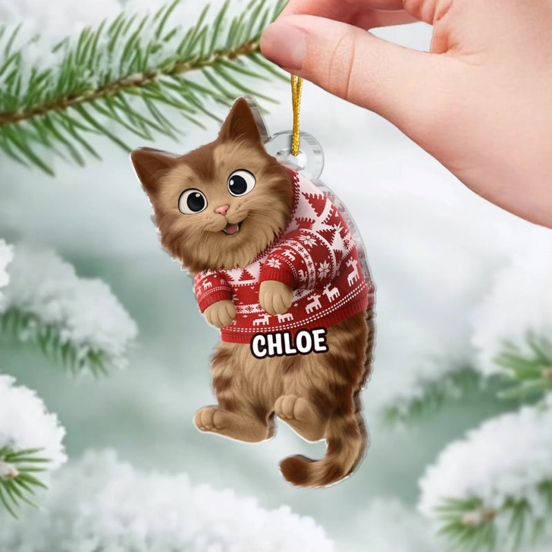 Custom Name Christmas Cat Gifts for Cat Lovers - Personalized Ornament