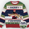Custom Photo Unisex Ugly Sweatshirt - Personalized Christmas Birthday Fishing Gifts For Fisherman - Merry Fishman
