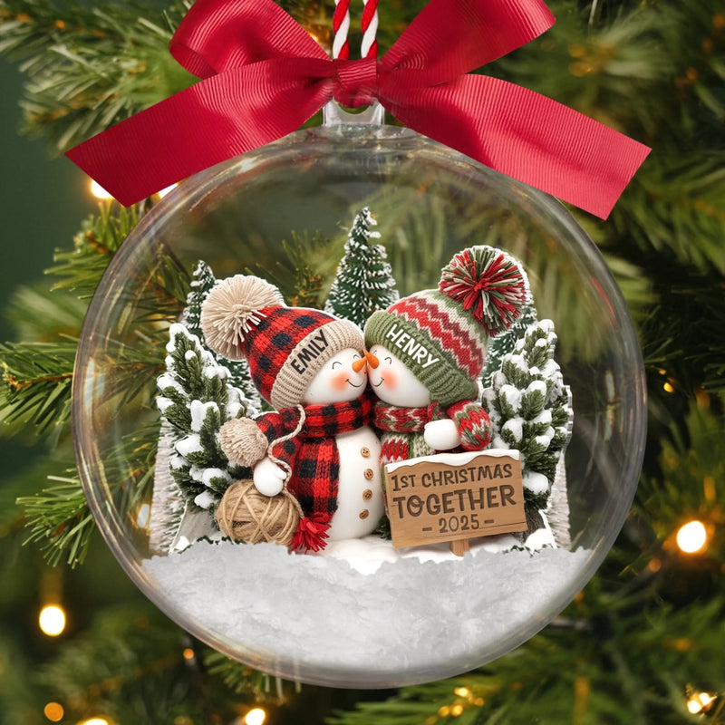 Custom First Christmas 3D Acrylic Ball Ornament - Personalized Anniversary Christmas Wedding Gifts For Husband And Wife, Him And Her - You And Me Forever